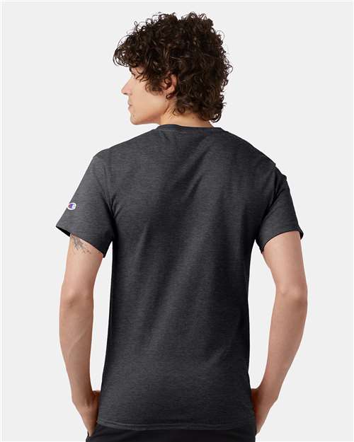 Champion T425 Charcoal Heather — on model back