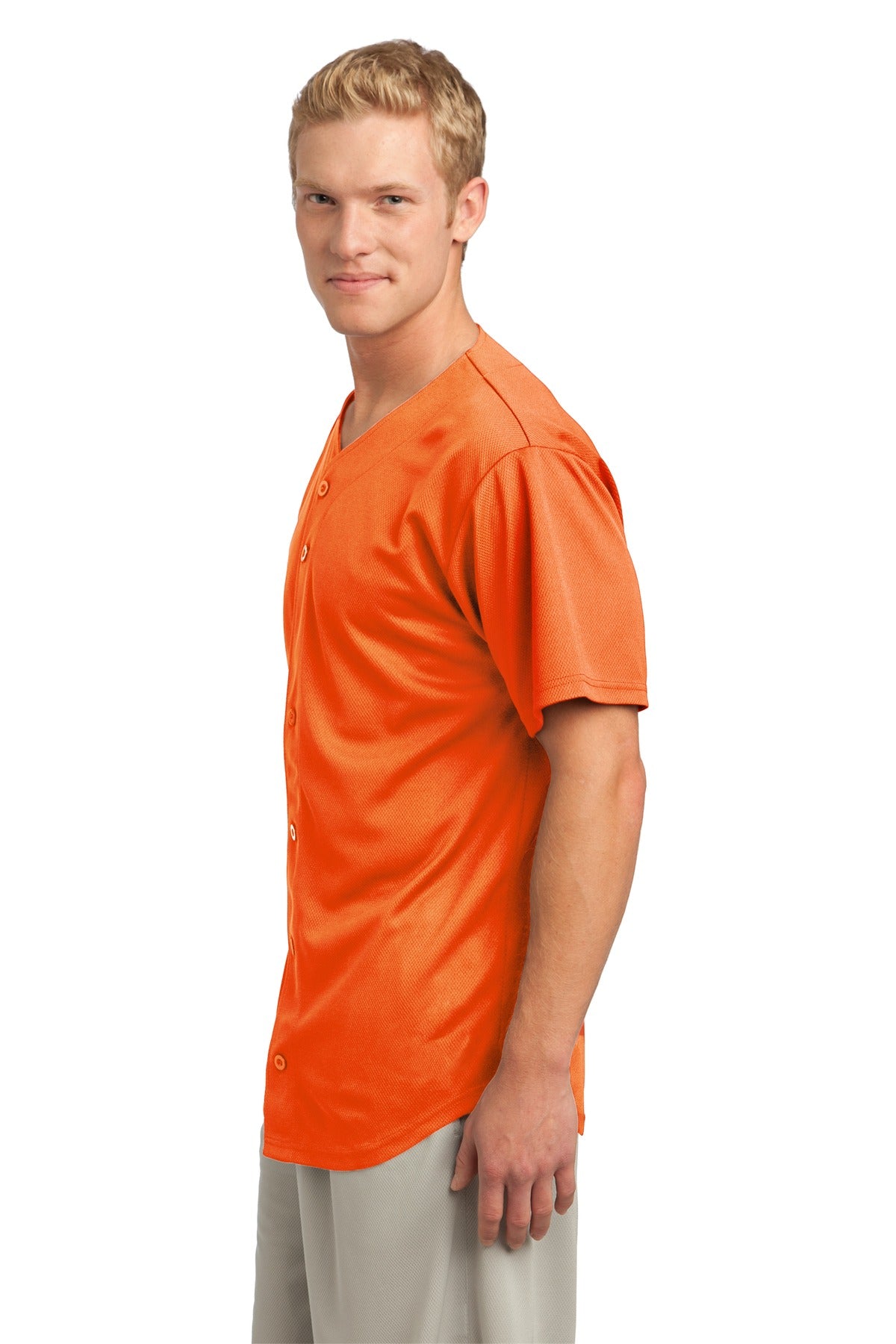 Unisex PosiCharge Tough Mesh Full-Button Jersey - Deep Orange