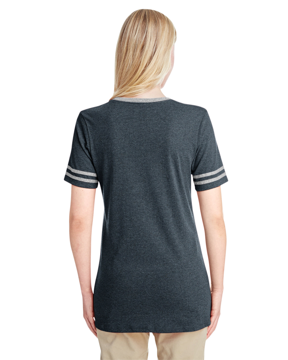 Women's TRI-BLEND Varsity V-Neck T-Shirt - Black Heather / Oxford