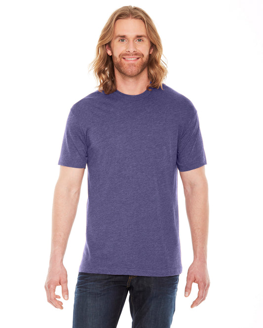 Unisex Poly-Cotton Short-Sleeve Crewneck - Heather Imperial Purple
