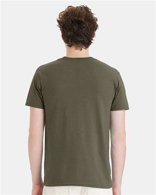 Hanes 4980 Fatigue Green — on model back