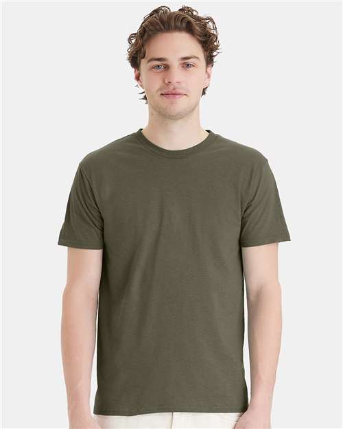 Hanes 4980 Fatigue Green — on model front
