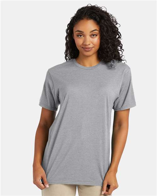 Hanes 4980 Light Steel — on model front