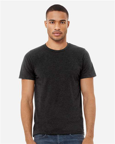 BELLA + CANVAS 3413 Charcoal Black Triblend — on model front