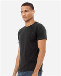 BELLA + CANVAS 3413 Charcoal Black Triblend — on model side