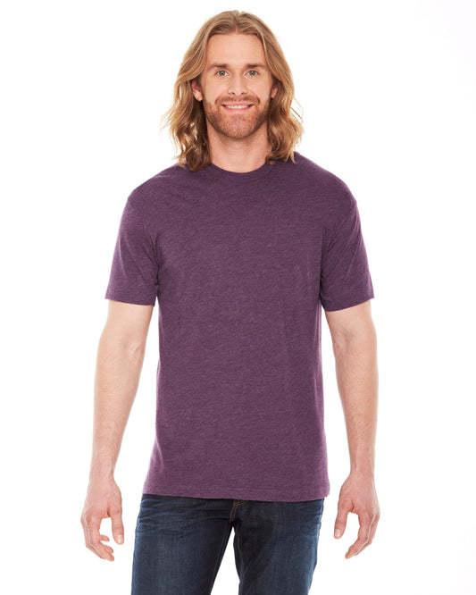 Unisex Poly-Cotton Short-Sleeve Crewneck - Heather Plum