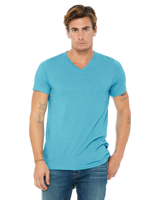 Unisex Triblend V-Neck T-Shirt - Aqua Triblend