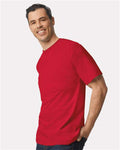 Gildan 2000T Red — on model side