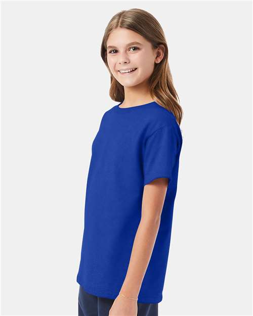 Hanes 5480 Deep Royal — on model side