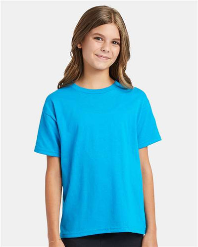 Hanes 5370 Teal — on model front