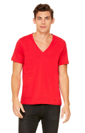 Unisex Deep V-Neck Jersey Tee - Red