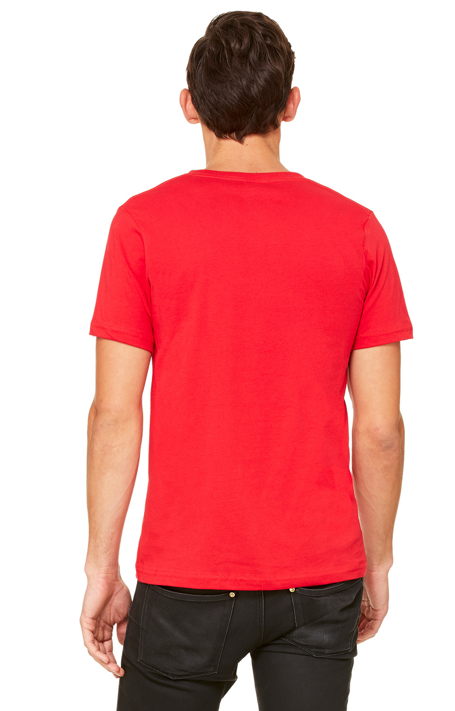 Unisex Deep V-Neck Jersey Tee - Red