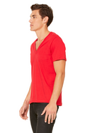 Unisex Deep V-Neck Jersey Tee - Red