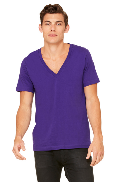 Unisex Deep V-Neck Jersey Tee - Team Purple