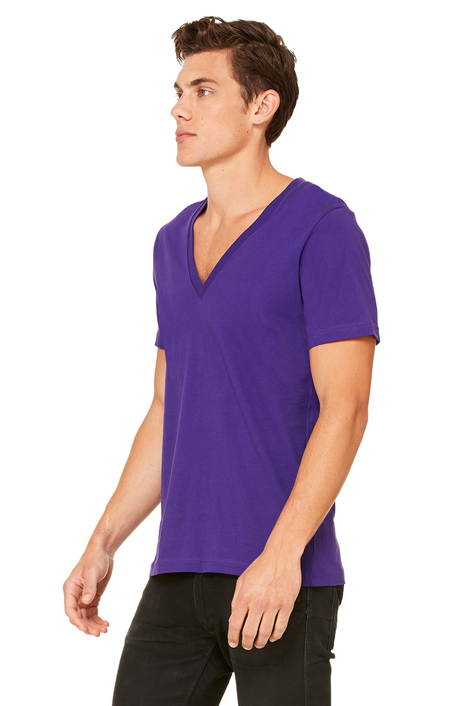 Unisex Deep V-Neck Jersey Tee - Team Purple