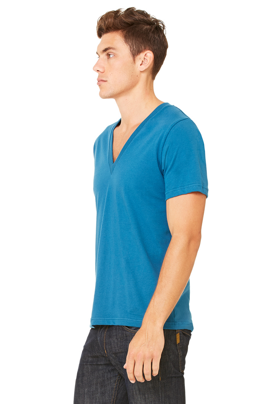 Unisex Deep V-Neck Jersey Tee - Deep Teal