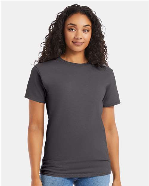 Hanes 5280 Smoke Grey — on model front