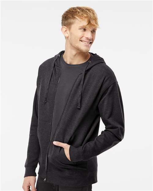 Independent Trading Co. SS4500Z Charcoal Heather — on model side