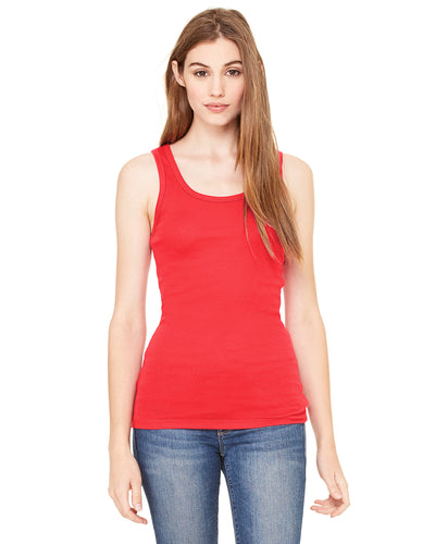 Women's Sheer Mini Rib Tank - Red