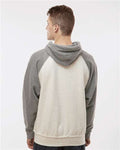 J. America 8885 Oatmeal Heather/ Smoke Heather — on model back