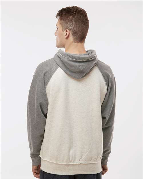 J. America 8885 Oatmeal Heather/ Smoke Heather — on model back