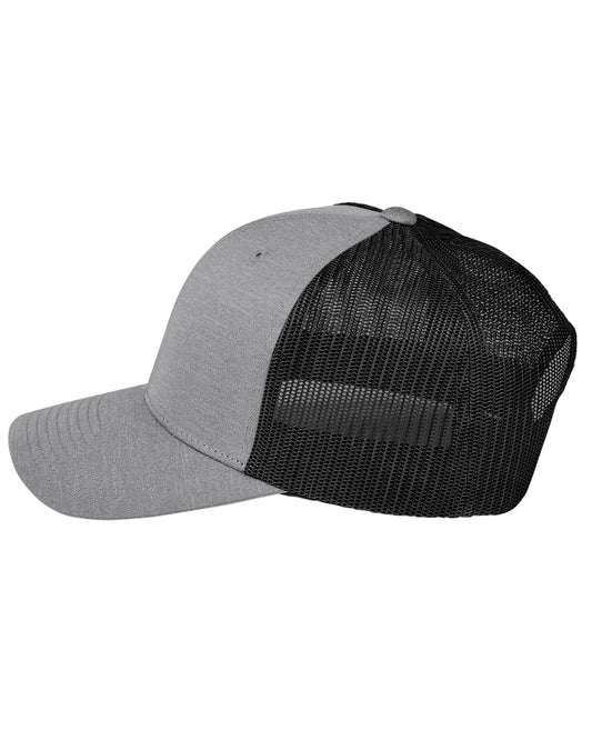by Yupoong® Unisex Zone Sonic Heather Trucker Cap - Dark Gray Heather / Black