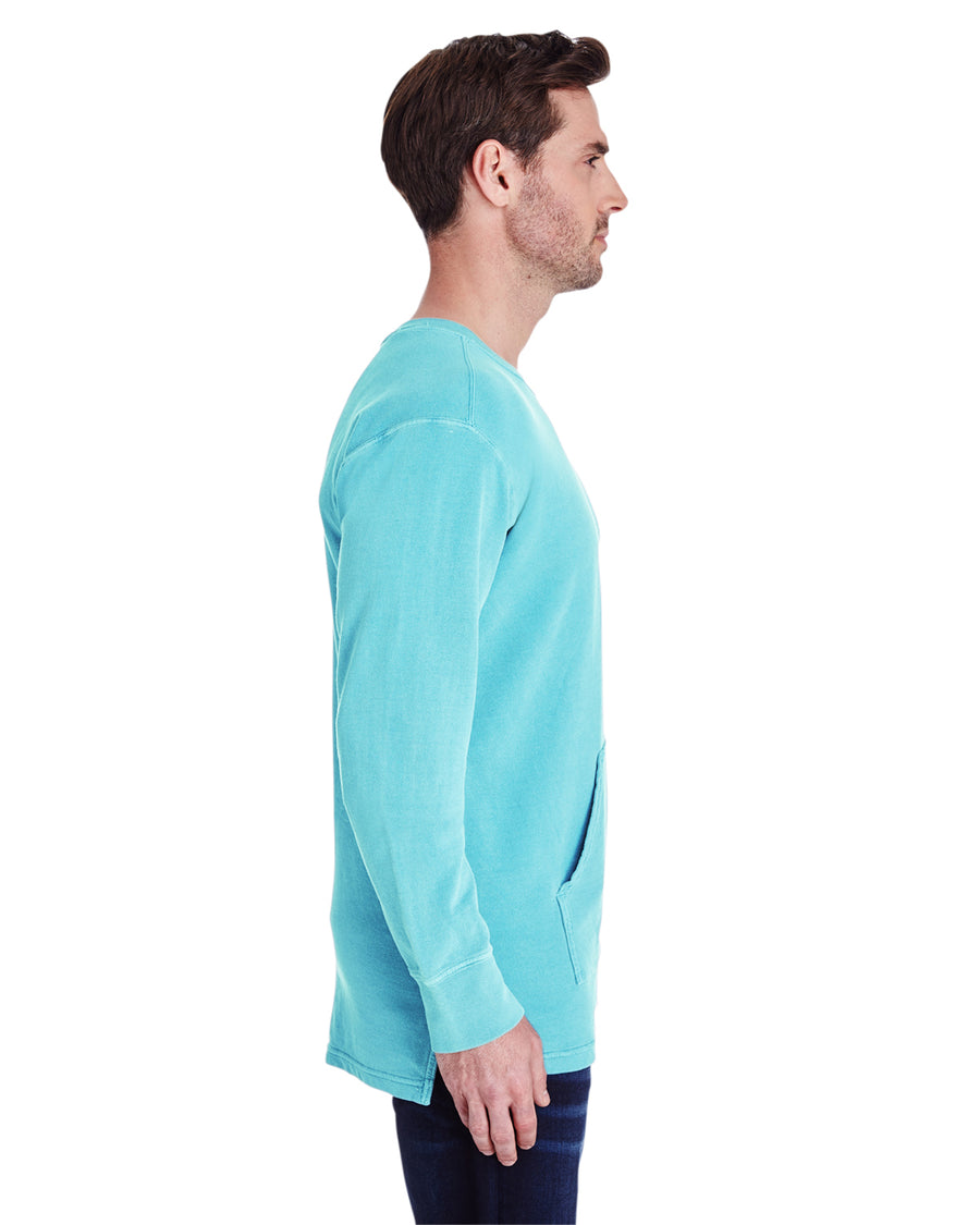 Unisex French Terry Crew With Pocket - Lagoon Blue