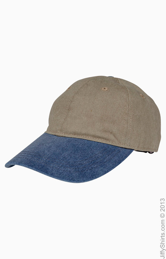 Pigment-Dyed Baseball Cap - Khaki / Navy