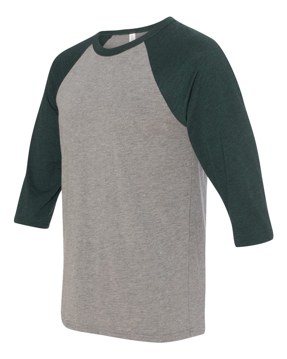 Unisex 3/4-Sleeve Baseball T-Shirt - Gray / Emerald Triblend