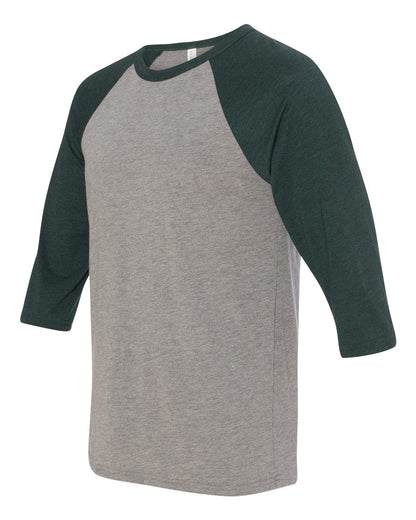 Unisex 3/4-Sleeve Baseball T-Shirt - Gray / Emerald Triblend