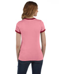 Women's Jersey Short-Sleeve Ringer T-Shirt - Heather Pink / Cardinal