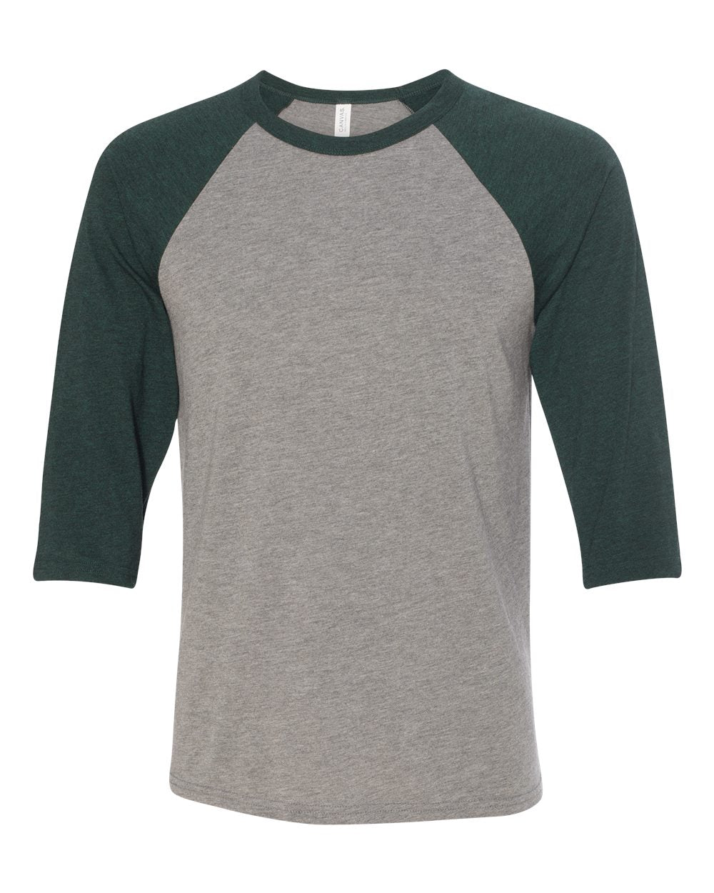Unisex 3/4-Sleeve Baseball T-Shirt - Gray / Emerald Triblend