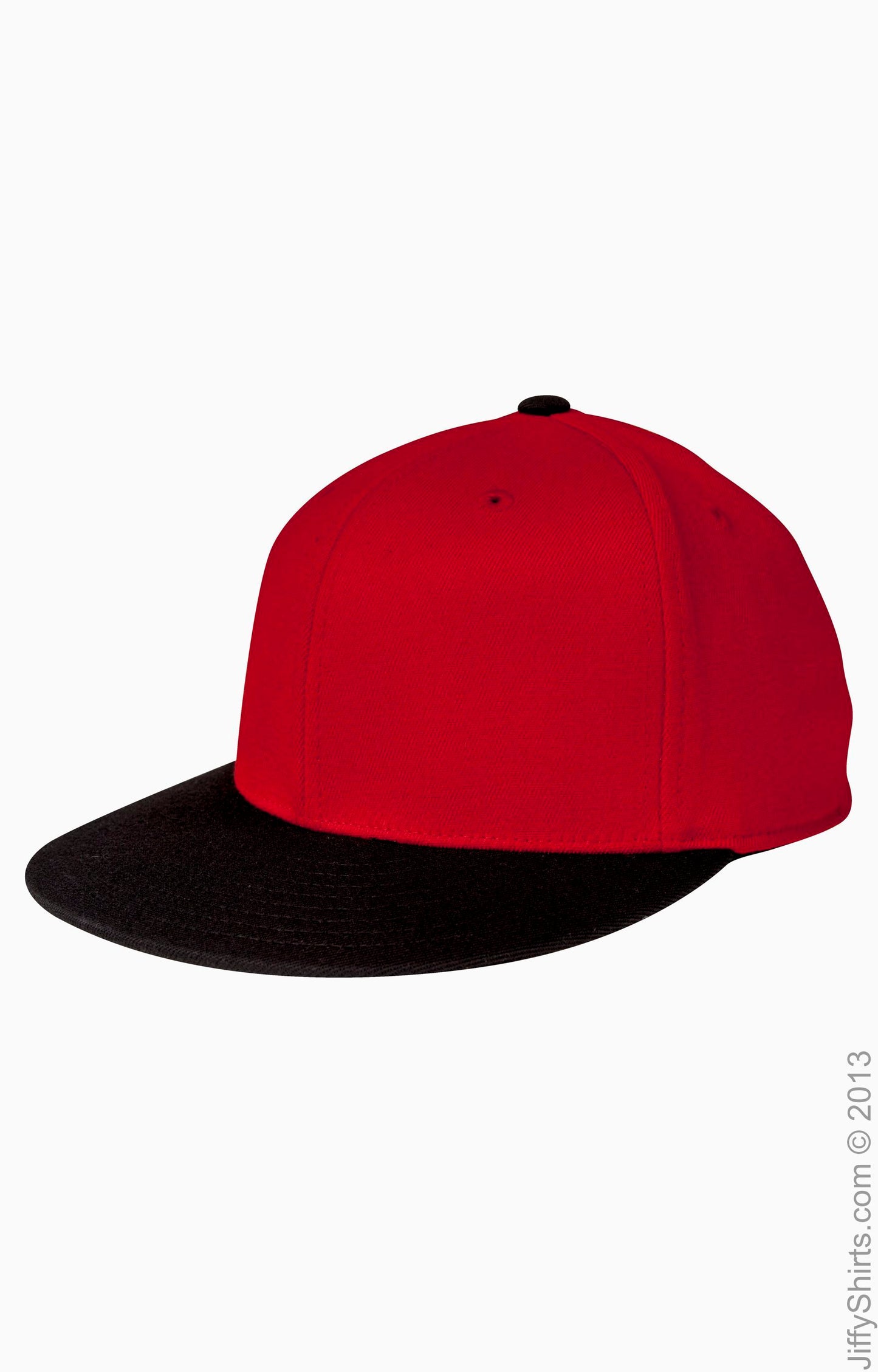 Unisex Premium 210 Fitted�� Flat Visor Cap - Red / Black