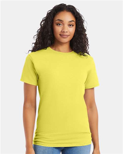 Hanes 5280 Yellow — on model front