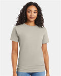 Hanes 5280 Sand — on model front