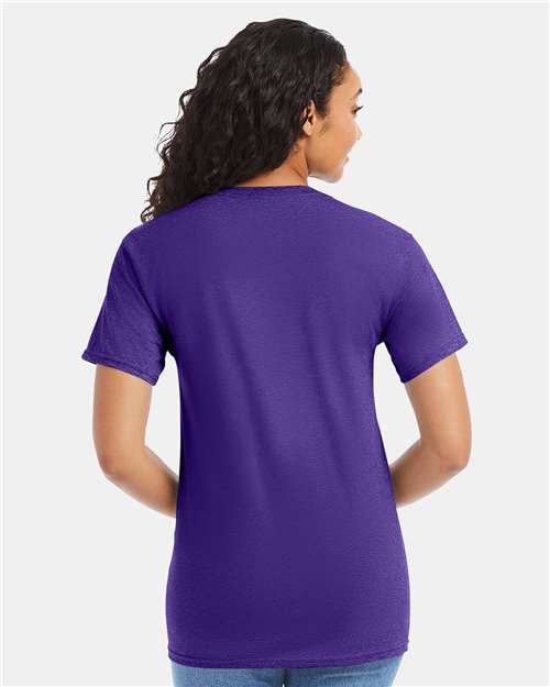Hanes 5280 Purple — on model back