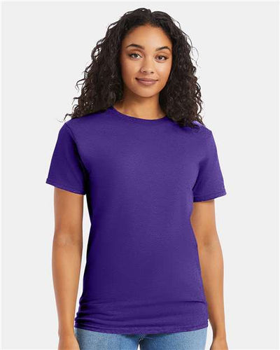 Hanes 5280 Purple — on model front