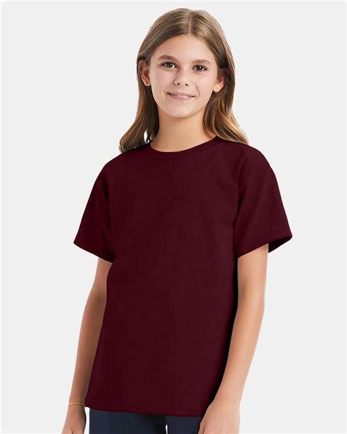 Hanes 5480 Maroon — on model front