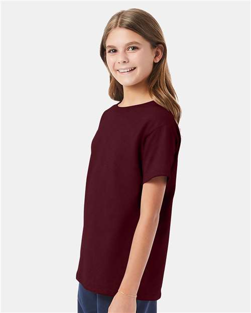 Hanes 5480 Maroon — on model side