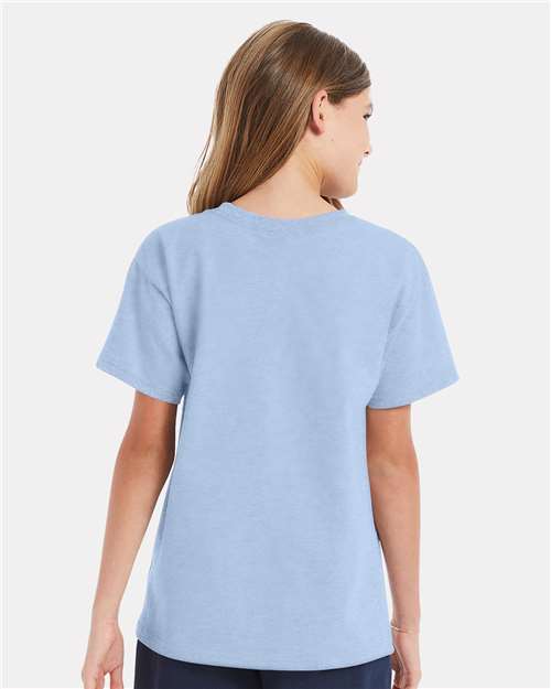 Hanes 5480 Light Blue — on model back