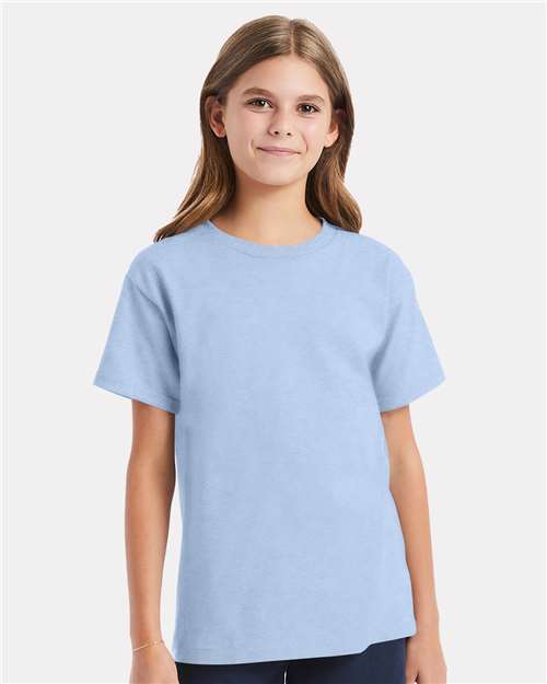 Hanes 5480 Light Blue — on model front