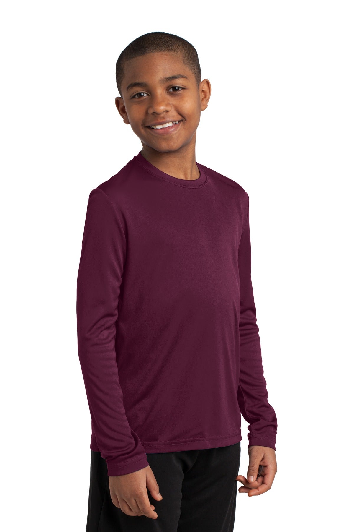 Youth Long Sleeve PosiCharge Competitor Tee - Maroon