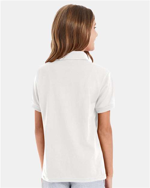 Hanes 054Y White — on model back