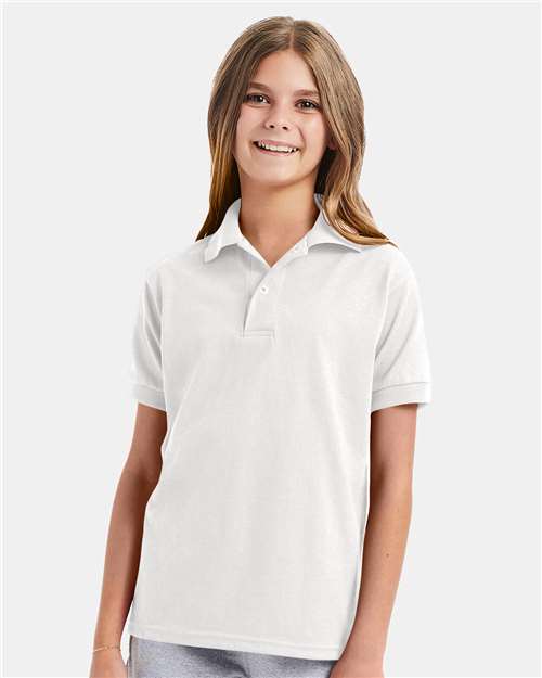 Hanes 054Y White — on model front