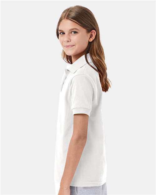 Hanes 054Y White — on model side
