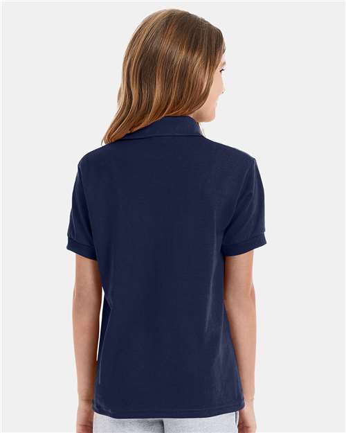 Hanes 054Y Navy — on model back