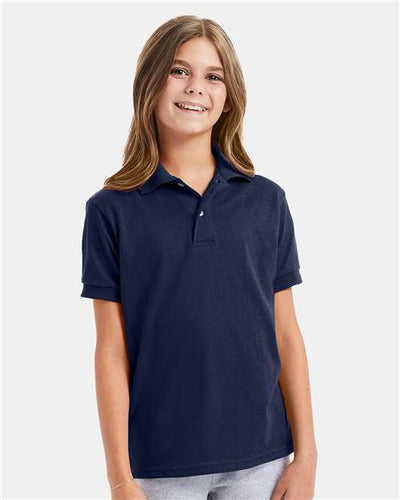 Hanes 054Y Navy — on model front