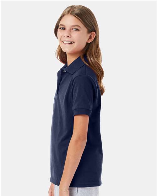 Hanes 054Y Navy — on model side