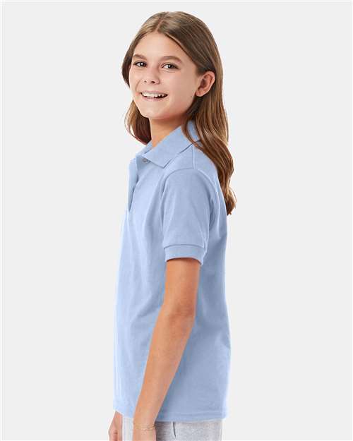 Hanes 054Y Light Blue — on model side