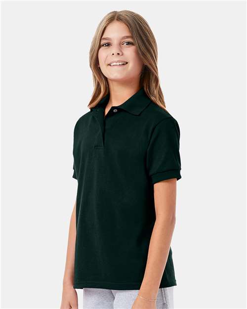 Hanes 054Y Deep Forest — on model side